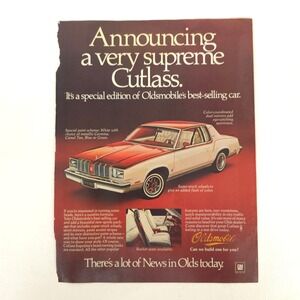Vintage Oldsmobile Cutlass Supreme Print Ad Coupe Classic Car Show Display 1978